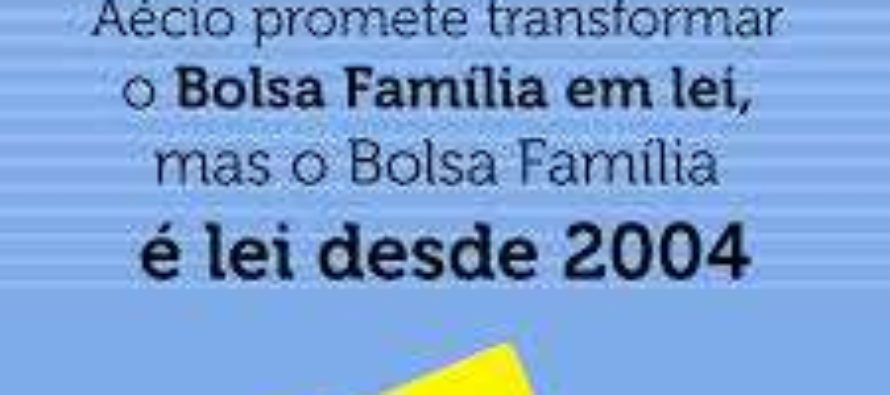 Desinformado, Aécio não sabe que Bolsa Família já é lei