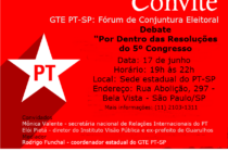 PT-SP mobiliza militância para debate sobre as resoluções do 5º Congresso nesta quarta (17/06)