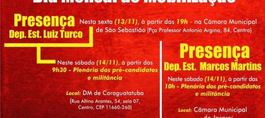 #DiadeMobilizaçãoPTSP: Macro Vale do Paraíba – Luiz Turco e Marcos Martins participam do #DiadeMobilizaçãoPTSP nesta sexta (13) e sábado (14)