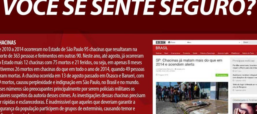 Segurança Pública no estado de São Paulo é tema da 4ª edição do #DiadeMobilizaçãoPTSP neste sábado (12)