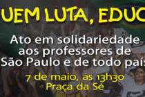 Ato em solidariedade aos professores paulistas será nesta quinta (7)